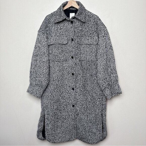 H&M Womens Small Weighted Long Shirt Jacket - Picture 1 of 12